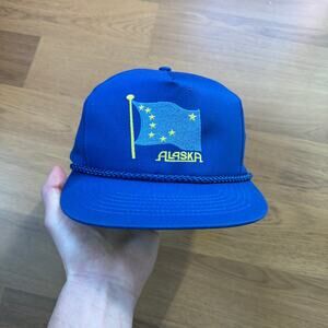 Vintage 90's Alaska State Flag Blue Yellow Roper Snapback Adjustable Hat Cap
